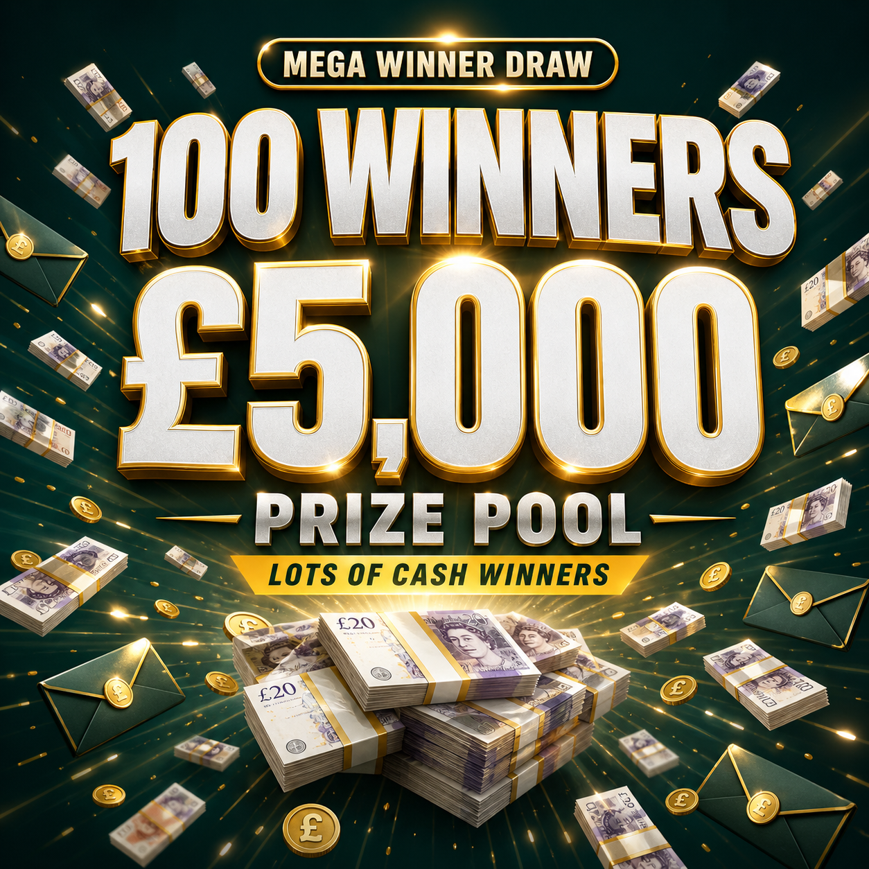 100 Winners Share £5,000
